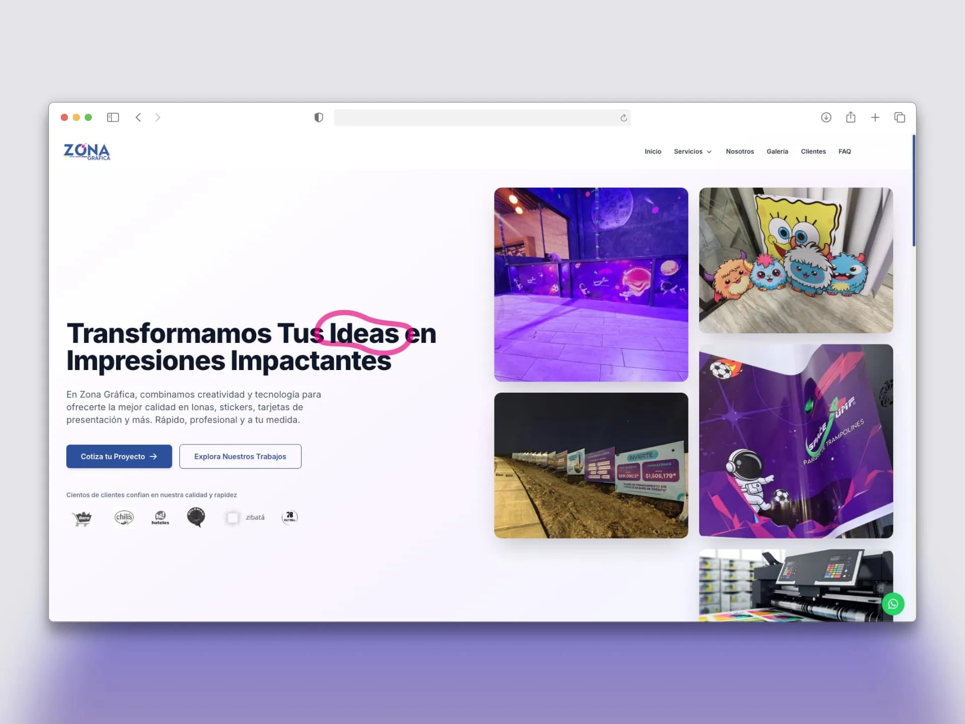Zona Gráfica Qro. — Landing page para imprenta digital